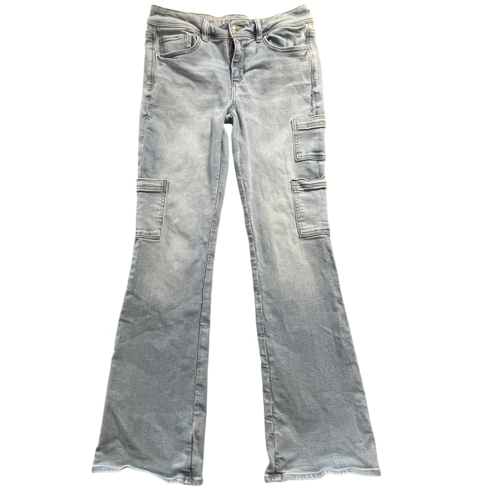 American Eagle Kick Boot Cargo Jeans 6‎ Light Blue Next Level Stretch Y2K Flare